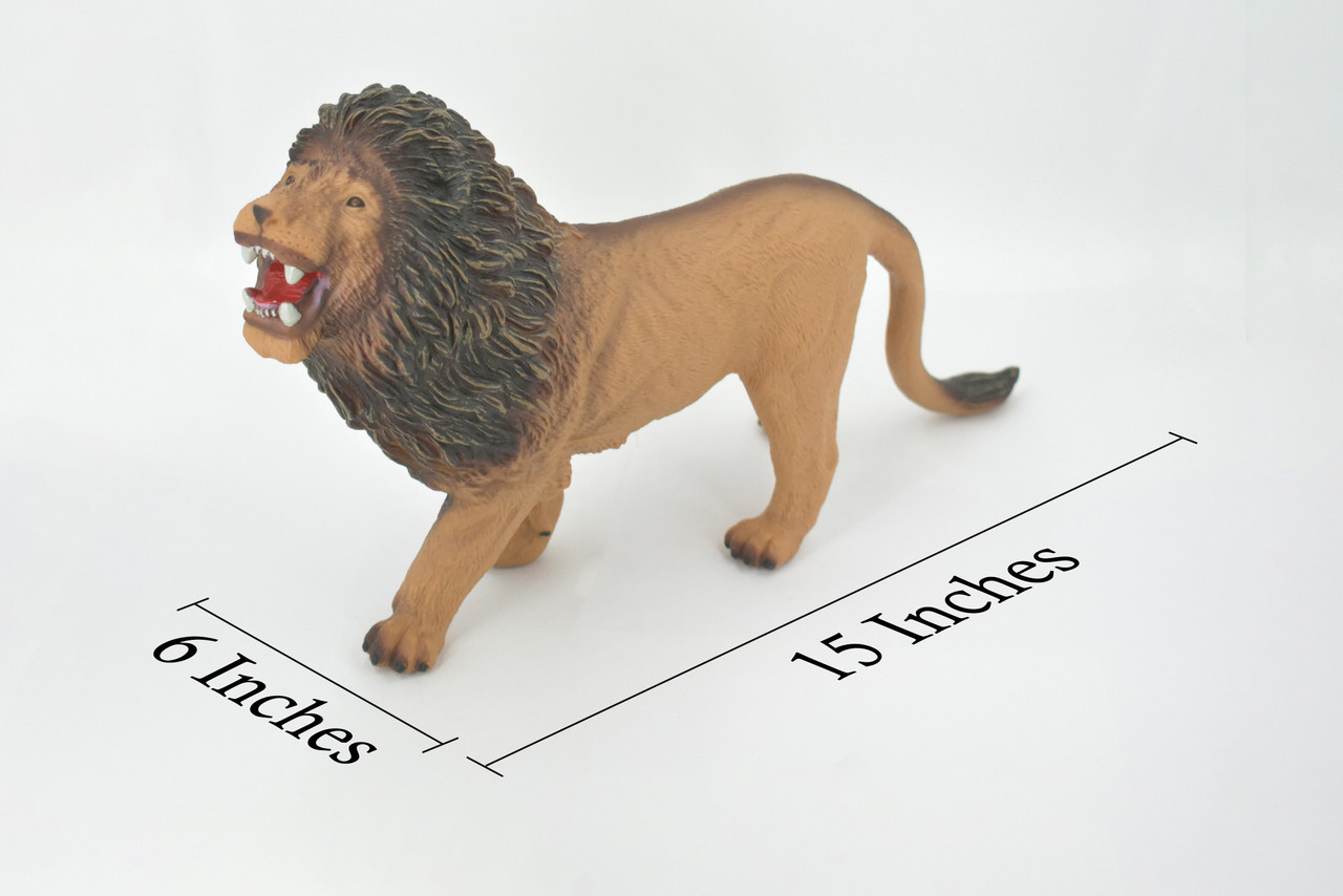 Lion, Male, Cat, African, Very Large, Soft Rubber Animal, Hand Painted, Educational, Toy, Kids, Realistic Figure, Lifelike Model, Figurine, Replica, Gift