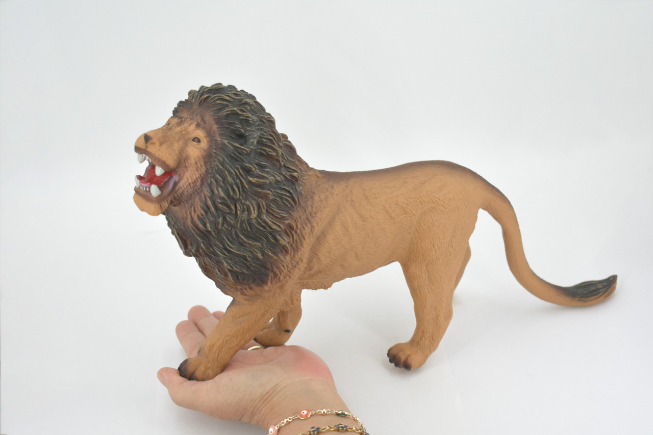 Lion, Male, Cat, African, Very Large, Soft Rubber Animal, Hand Painted, Educational, Toy, Kids, Realistic Figure, Lifelike Model, Figurine, Replica, Gift