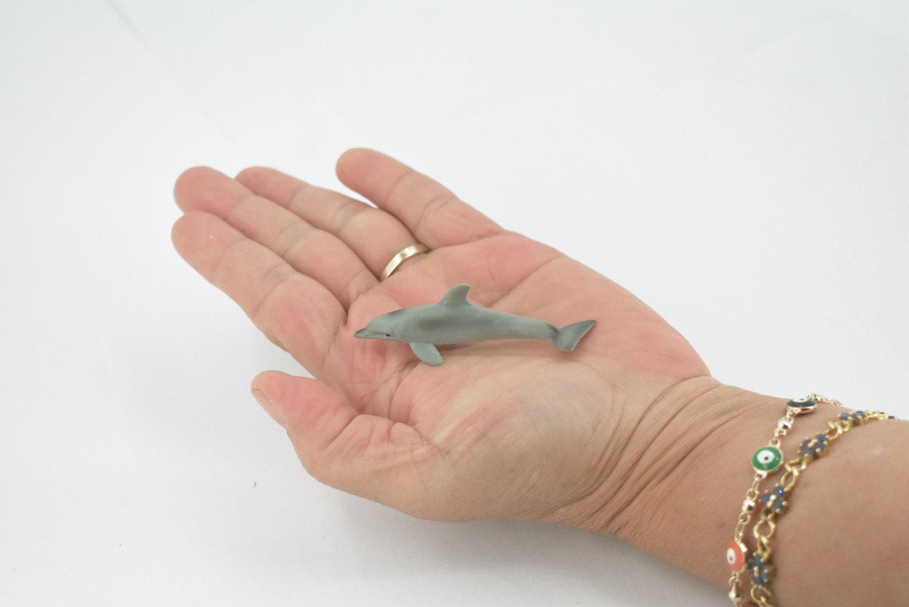 Dolphin, Porpoise, Marine Mammal, High Quality Rubber, Educational, Hand Painted, Realistic, Lifelike Design, Diorama Model, Kids, Gift,      2 1/2 Inches. 