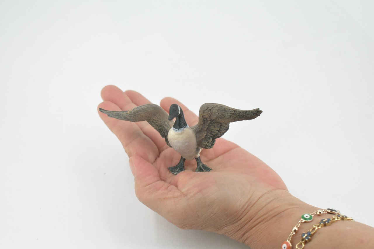 Canada Goose, Honker, Geese, Museum Quality, Educational, Hand Painted, Rubber Bird, Toy Figure, Lifelike Design, Diorama Model, Kids,  5 Inches. 