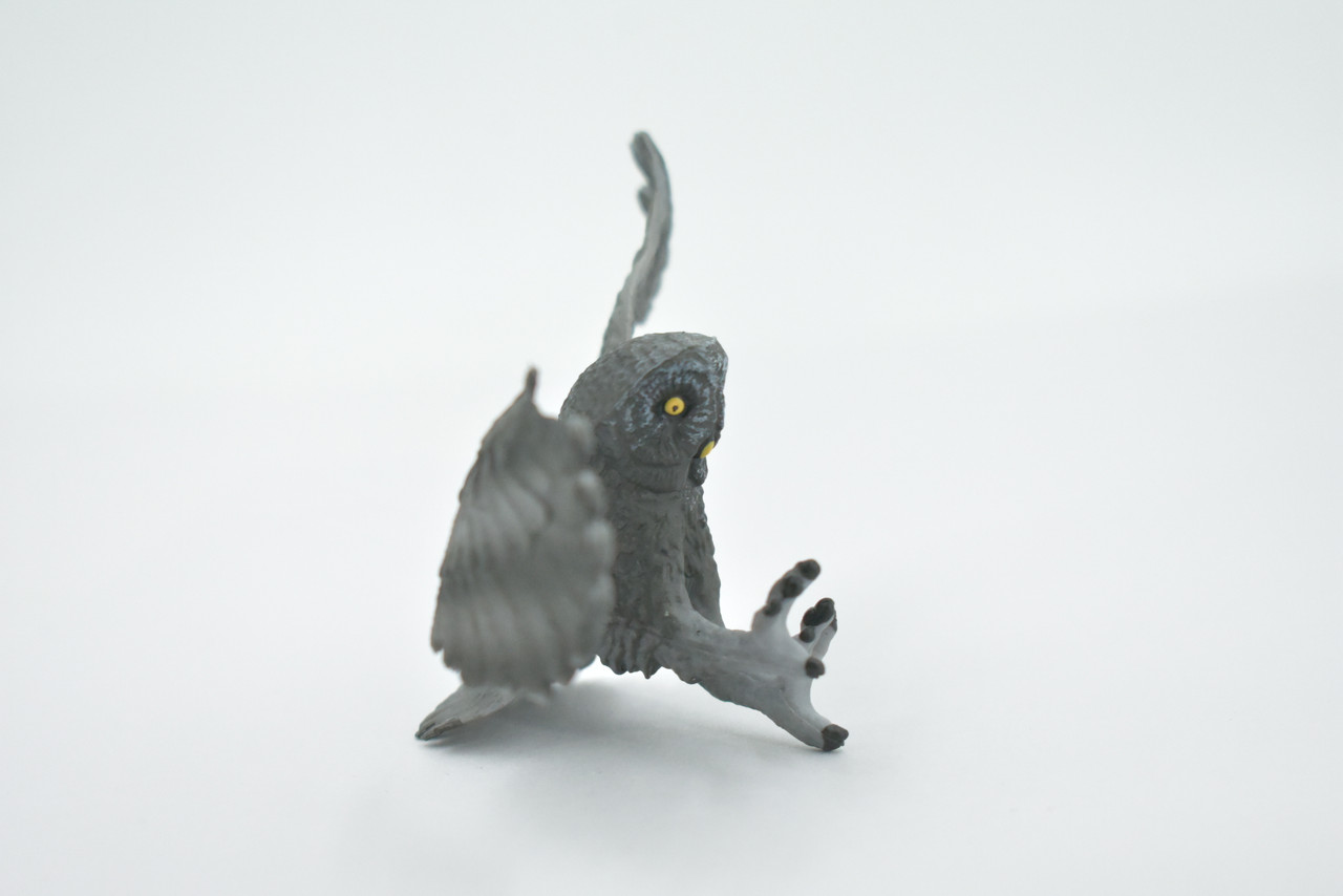 Owl, Great Gray Owl, Spectral, Grey, Museum Quality, Hand Painted, Rubber Bird, Realistic Figure, Model, Replica, Toy, Kids, Educational, Gift,  5"   CH499 BB155 