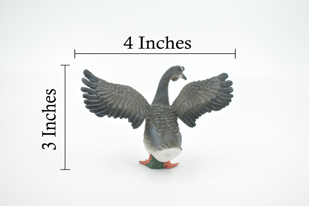 Goose, Grey Goose, Chinese, Hand Painted, Rubber Bird, High Quality Rubber, Realistic, Toy, Figure, Kids, Model, Replica, Educational, Gift,     4"    CH502 BB156