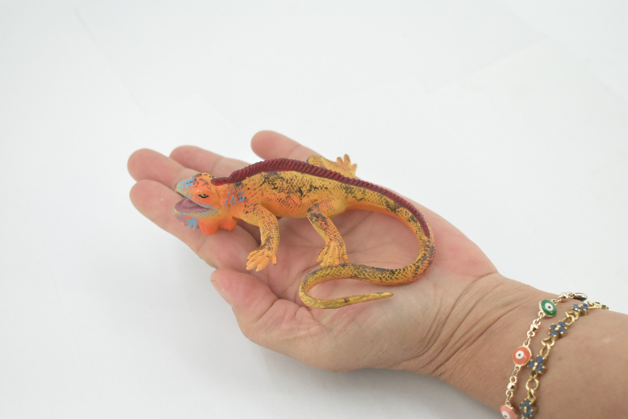 Orange Marine iguana, Lizard, Museum Quality, Hand Painted, Rubber Reptile, Realistic, Figure, Toy, Kids, Educational, Gift,      4"      CH512 BB157