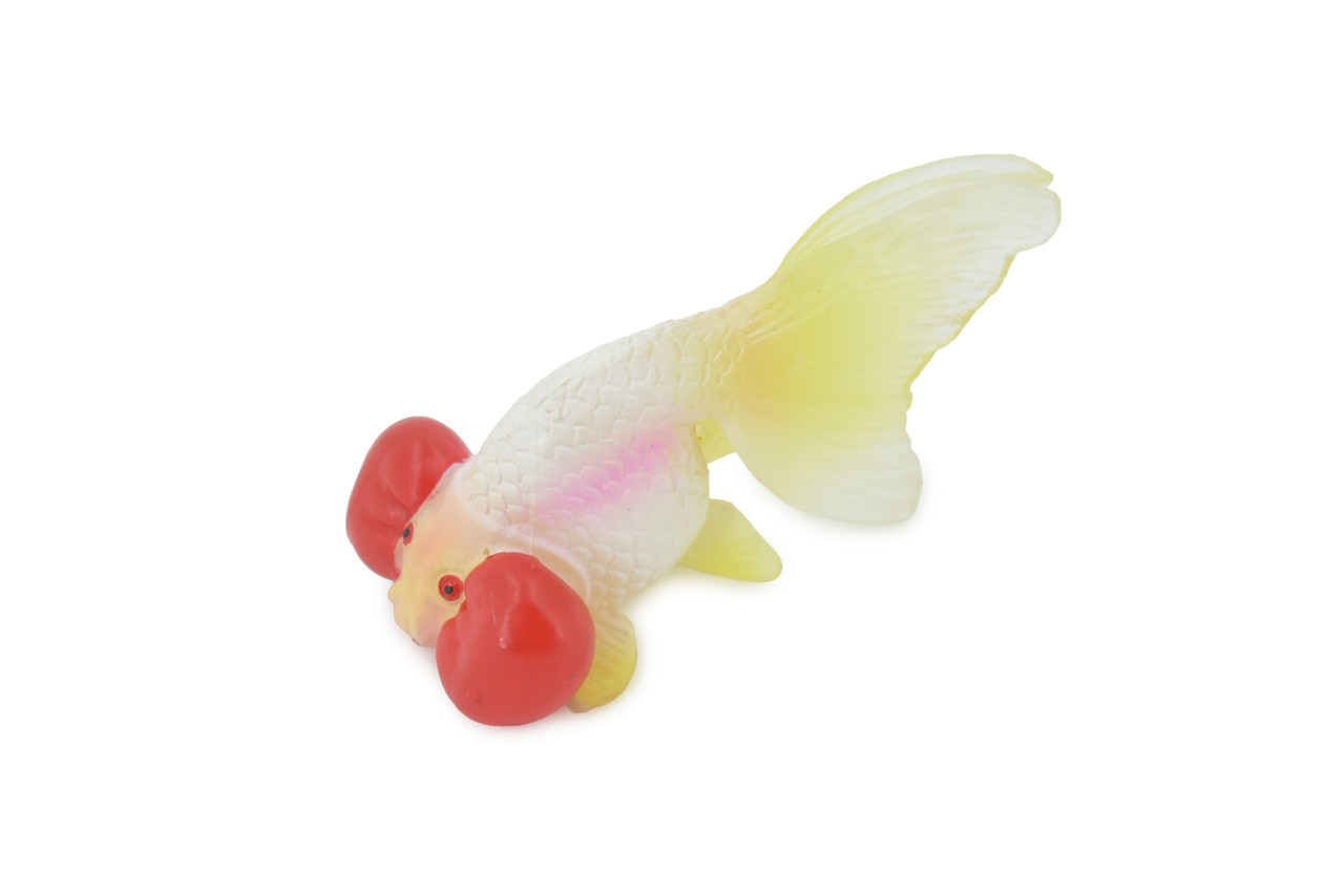 Goldfish, Ranchu, Fancy, Museum Quality, Hand Painted, Rubber, Fish, Realistic Figure, Model, Replica, Toy, Kids, Model, Replica, Educational, Gift,    4"   CH537 BB159