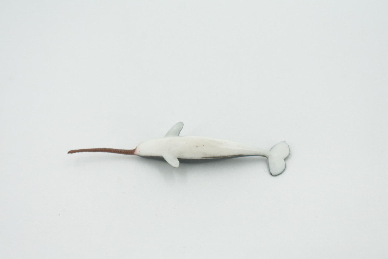 Whale, Narwhal, Unicorns of the Sea, Rubber Animal, Realistic Toy Figure, Model, Replica, Kids, Hand Painted, Educational, Gift,      3"        CH538 BB159
