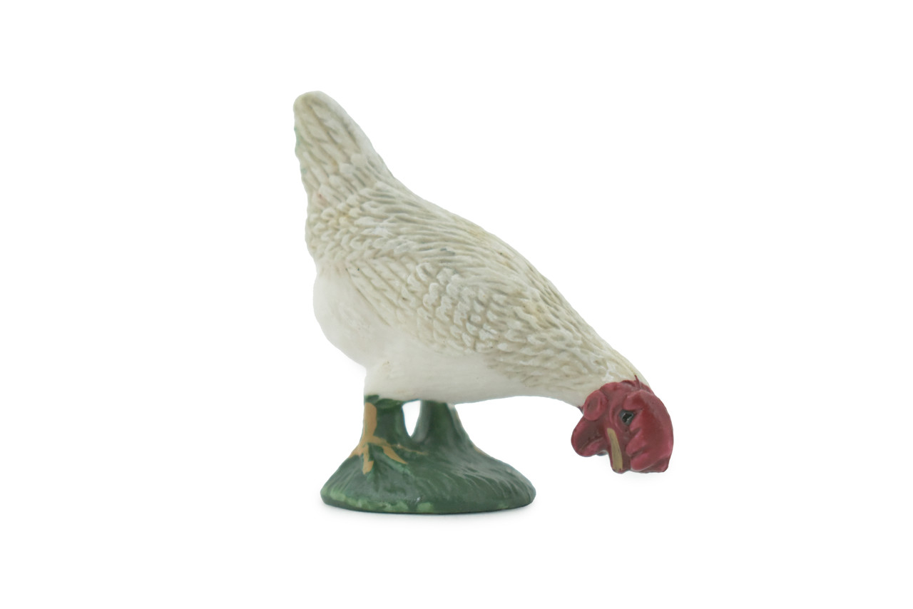 Bird, Rooster, Cock, Chicken, White, High Quality, Hand Painted, Rubber, Realistic, Figure, Model, Replica, Toy, Kids, Educational, Gift,       1 1/2"     CH539 BB159