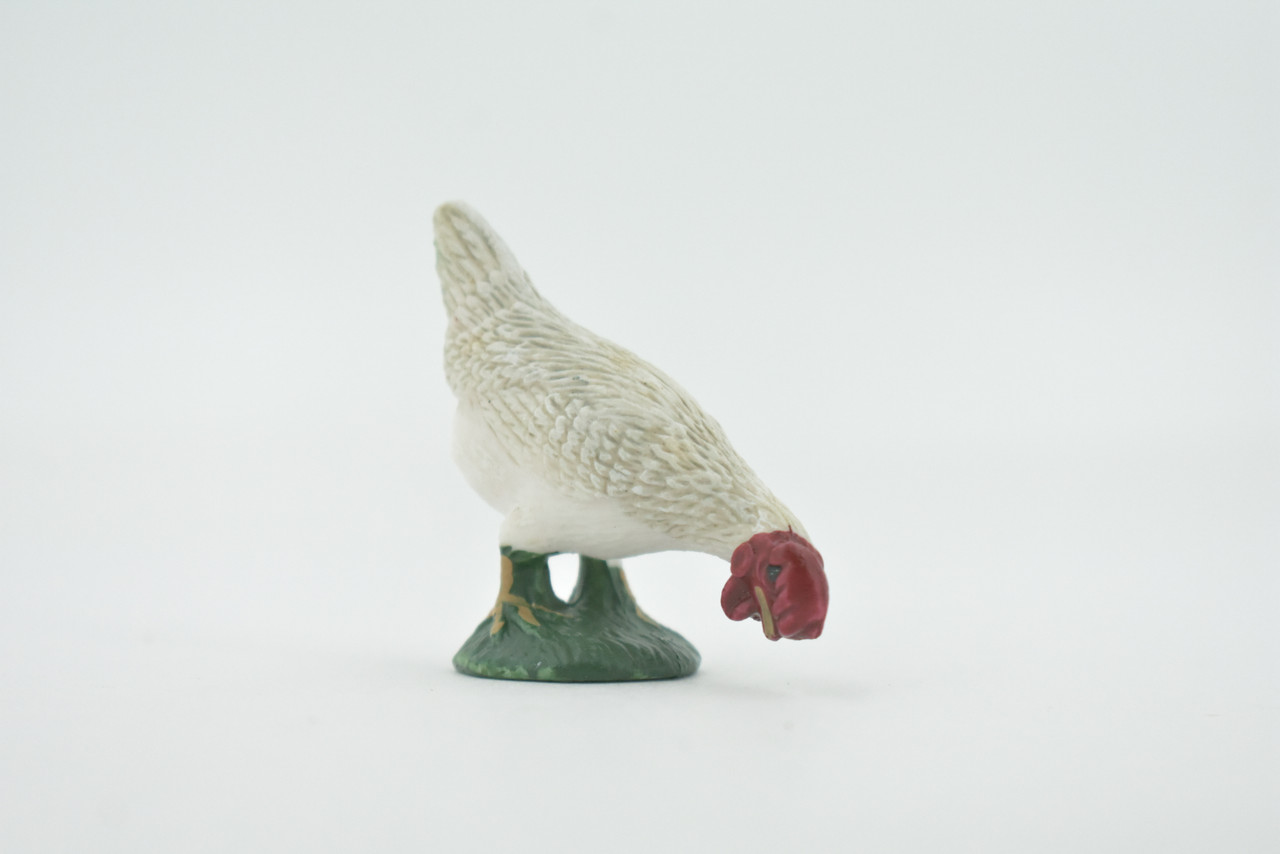 Bird, Rooster, Cock, Chicken, White, High Quality, Hand Painted, Rubber, Realistic, Figure, Model, Replica, Toy, Kids, Educational, Gift,       1 1/2"     CH539 BB159