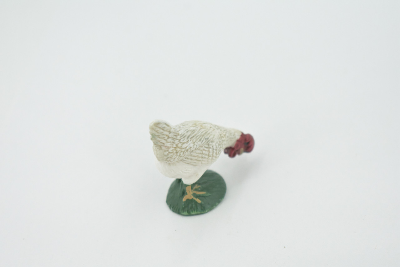 Bird, Rooster, Cock, Chicken, White, High Quality, Hand Painted, Rubber, Realistic, Figure, Model, Replica, Toy, Kids, Educational, Gift,       1 1/2"     CH539 BB159