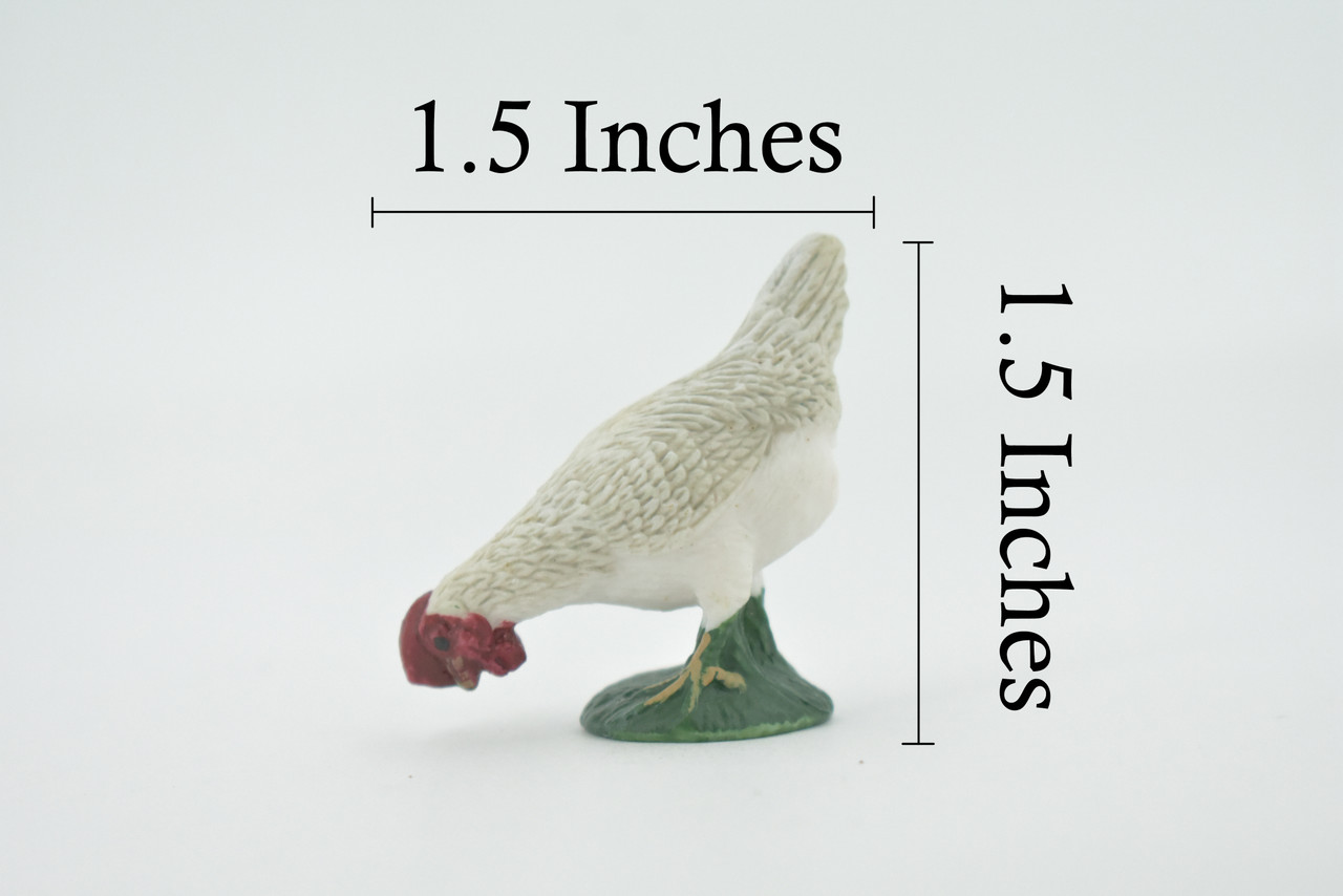 Bird, Rooster, Cock, Chicken, White, High Quality, Hand Painted, Rubber, Realistic, Figure, Model, Replica, Toy, Kids, Educational, Gift,       1 1/2"     CH539 BB159