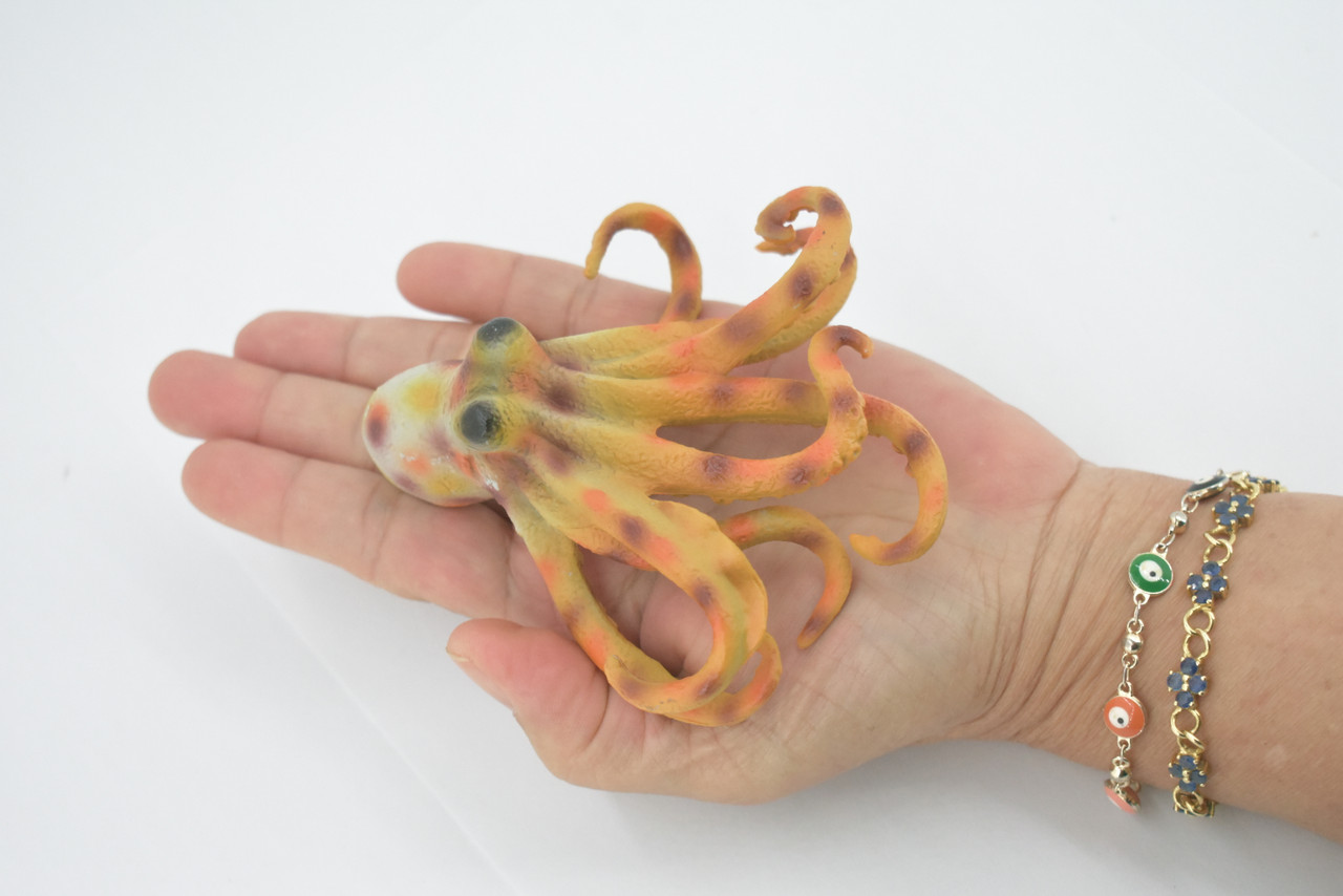 Octopus, Octopodes, Octopoda, Octopi, Museum Quality, Hand Painted, Rubber, Realistic Figure, Toy, Kids, Educational, Gift,      4 1/2"    CH577 BB163