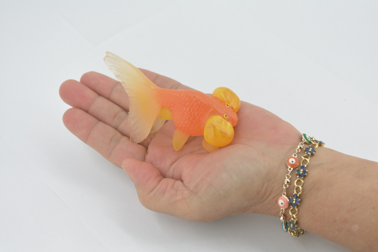 Fish, Goldfish, Bubble Eye, Museum Quality, Hand Painted, Rubber, Realistic Figure, Model, Replica, Toy, Kids, Educational, Gift,      3 1/2"      CH592 BB164