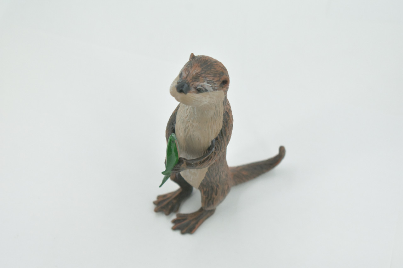 Otter, River Otter, North American, Museum Quality, Hand Painted, Rubber Animal, Realistic, Toy, Figure, Model, Replica, Kids, Educational, Gift,    5"    CH602 BB165 