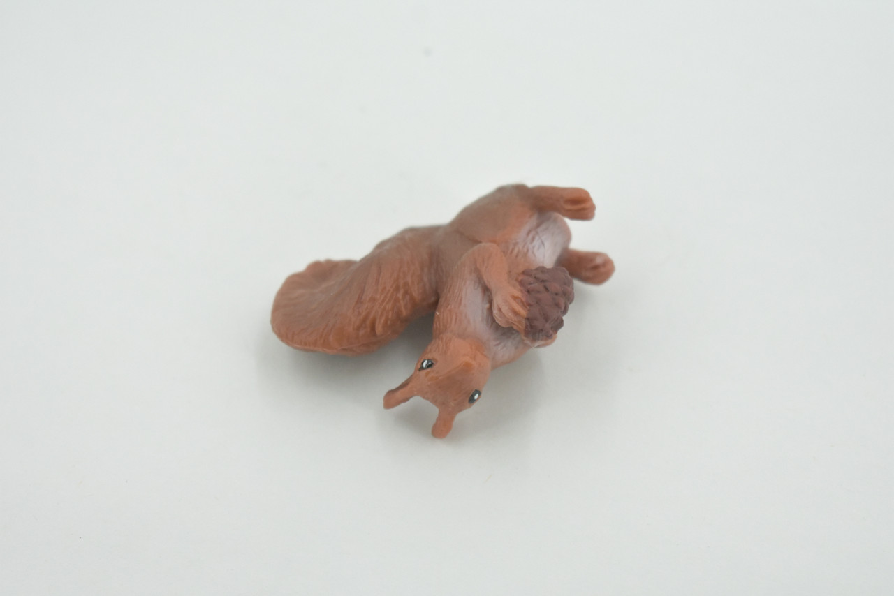 Squirrel, with Pine Cone, American Red, Museum Quality, Hand Painted, Rubber Rodent, Realistic Toy Figure, Model, Kids, Educational, Gift,     3"     CH615 BB167