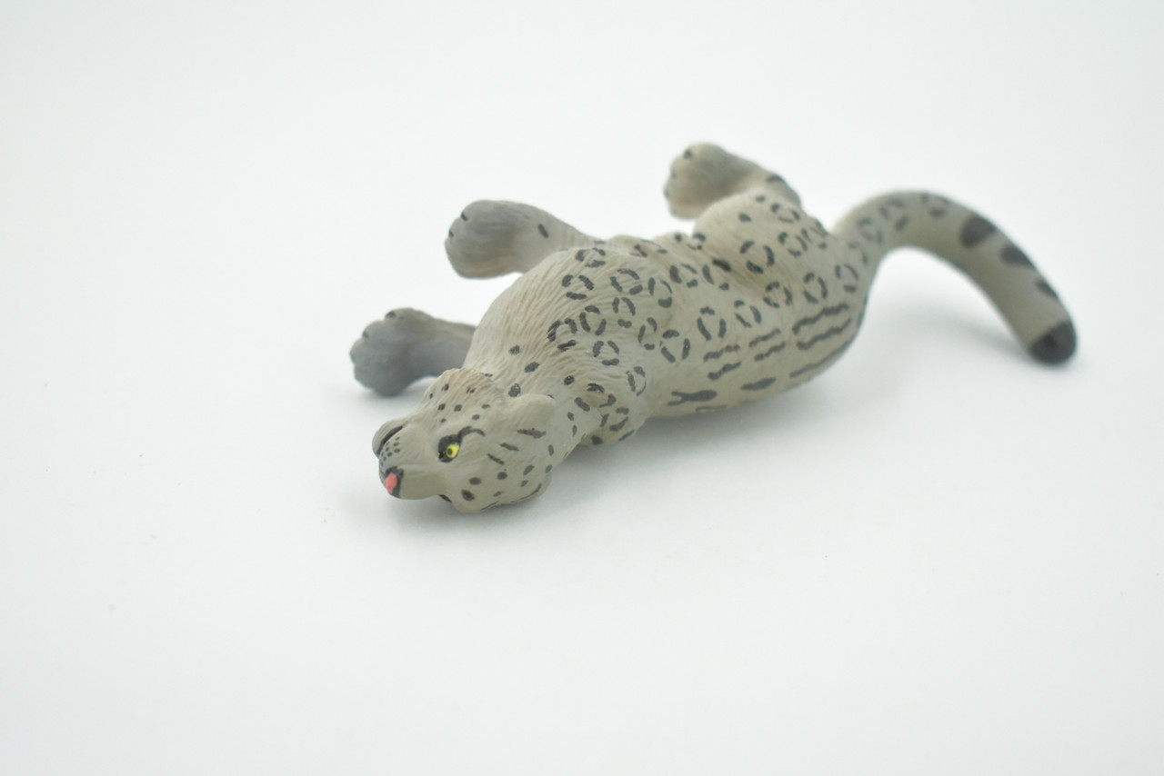 Snow Leopard, Mountain Cat, Museum Quality, Hand Painted, Rubber Rodent, Realistic, Toy, Figure, Model, Kids, Educational, Gift,    5"     CH617 BB167