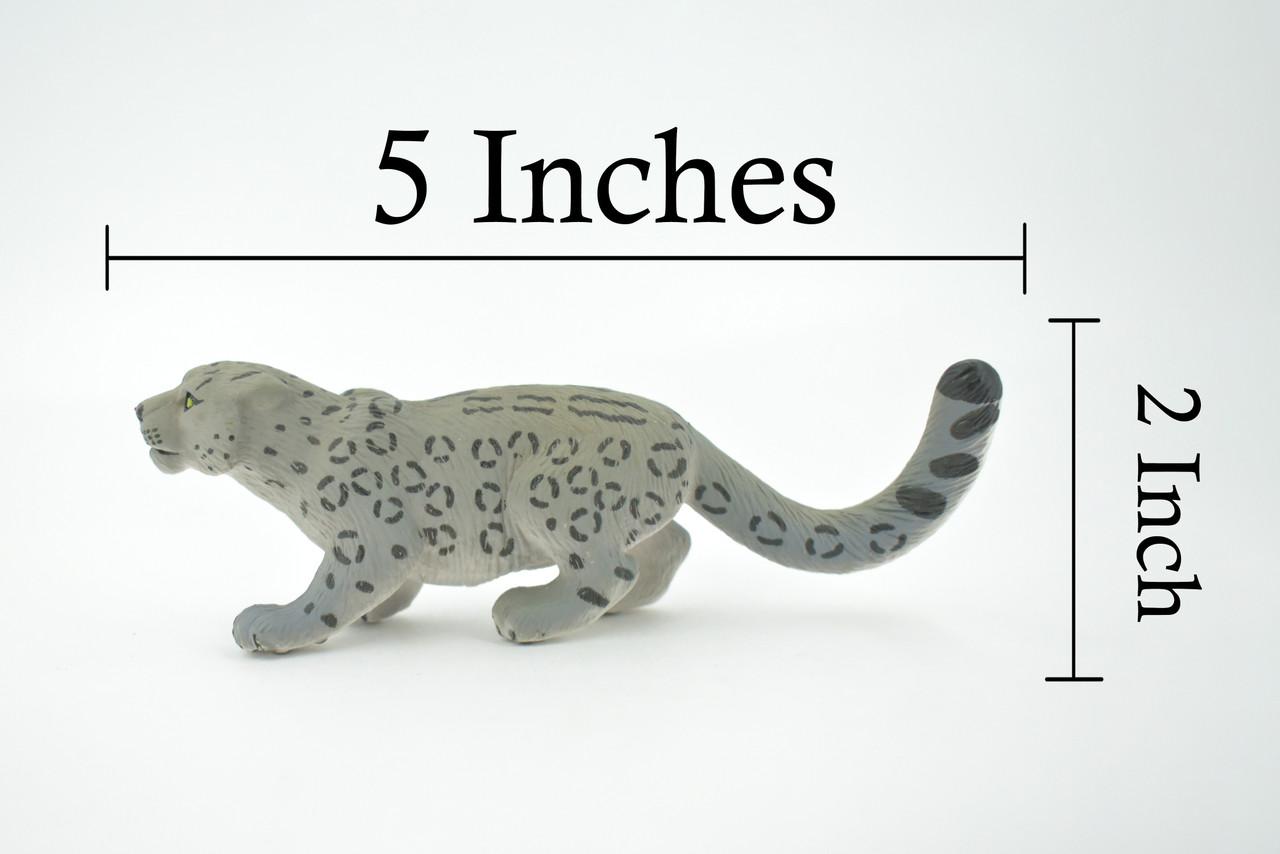 Snow Leopard, Mountain Cat, Museum Quality, Hand Painted, Rubber Rodent, Realistic, Toy, Figure, Model, Kids, Educational, Gift,    5"     CH617 BB167