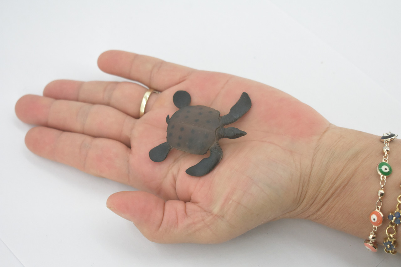 Turtle, Brown Spotted Turtle, High Quality, Hand Painted, Rubber Reptile, Realistic Toy Figure, Model, Replica, Kids, Educational, Gift,   2"    CH620 BB167