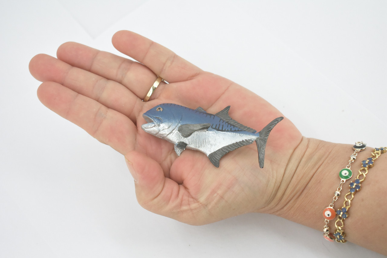 Fish, Giant Trevally, Jack family, Museum Quality, Hand Painted, Rubber fish, Educational, Realistic, Toy, Kids, Figure, Model, Educational, Gift,    3"    CH625 BB167