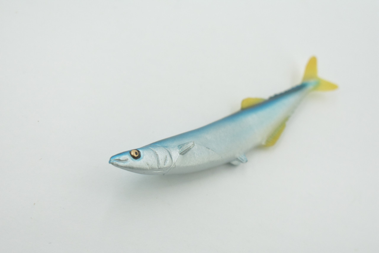 Fish, Mackerel pike, Saury, Museum Quality, Hand Painted, Rubber fish, Educational, Realistic, Toy, Kids, Figure, Model, Educational, Gift,     4 1/2"    CH626 BB167