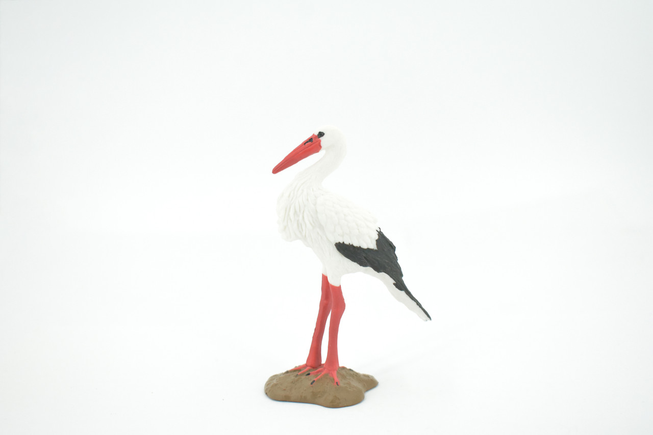 Bird, Stork,  Museum Quality, Hand Painted, Rubber bird, Educational, Realistic, Toy, Kids, Figure, Model, Educational, Gift,     3 1/2"      CH629 BB167  