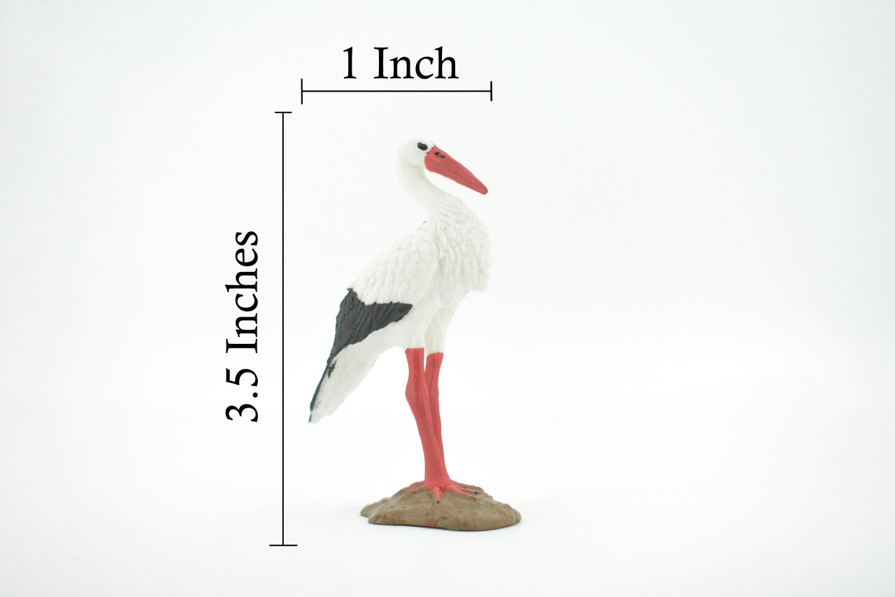 Bird, Stork,  Museum Quality, Hand Painted, Rubber bird, Educational, Realistic, Toy, Kids, Figure, Model, Educational, Gift,     3 1/2"      CH629 BB167  