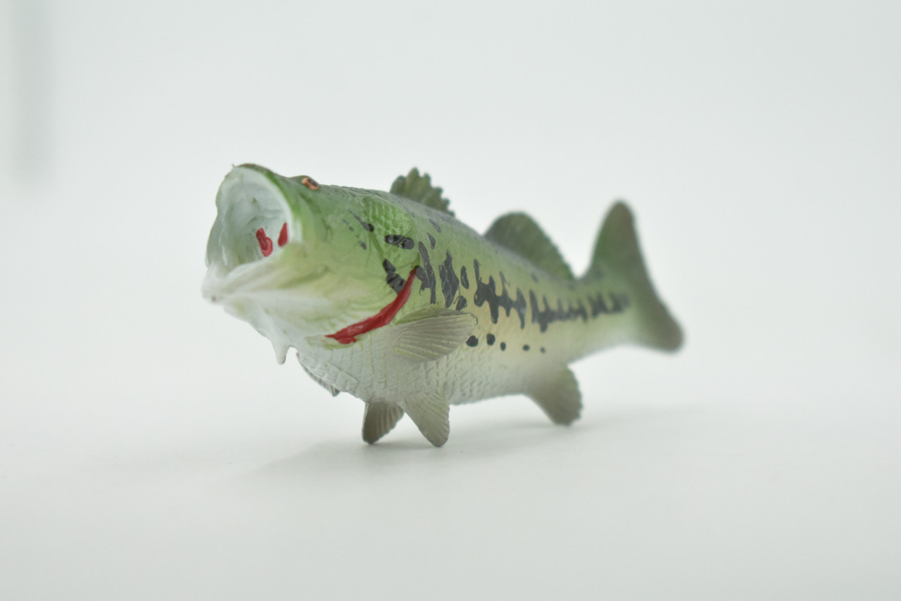 Fish, Largemouth Bass, Bigmouth, Black, Museum Quality, Hand Painted, Rubber, Educational, Realistic, Toy, Kids, Model, Educational, Gift,    3"    CH630 BB168