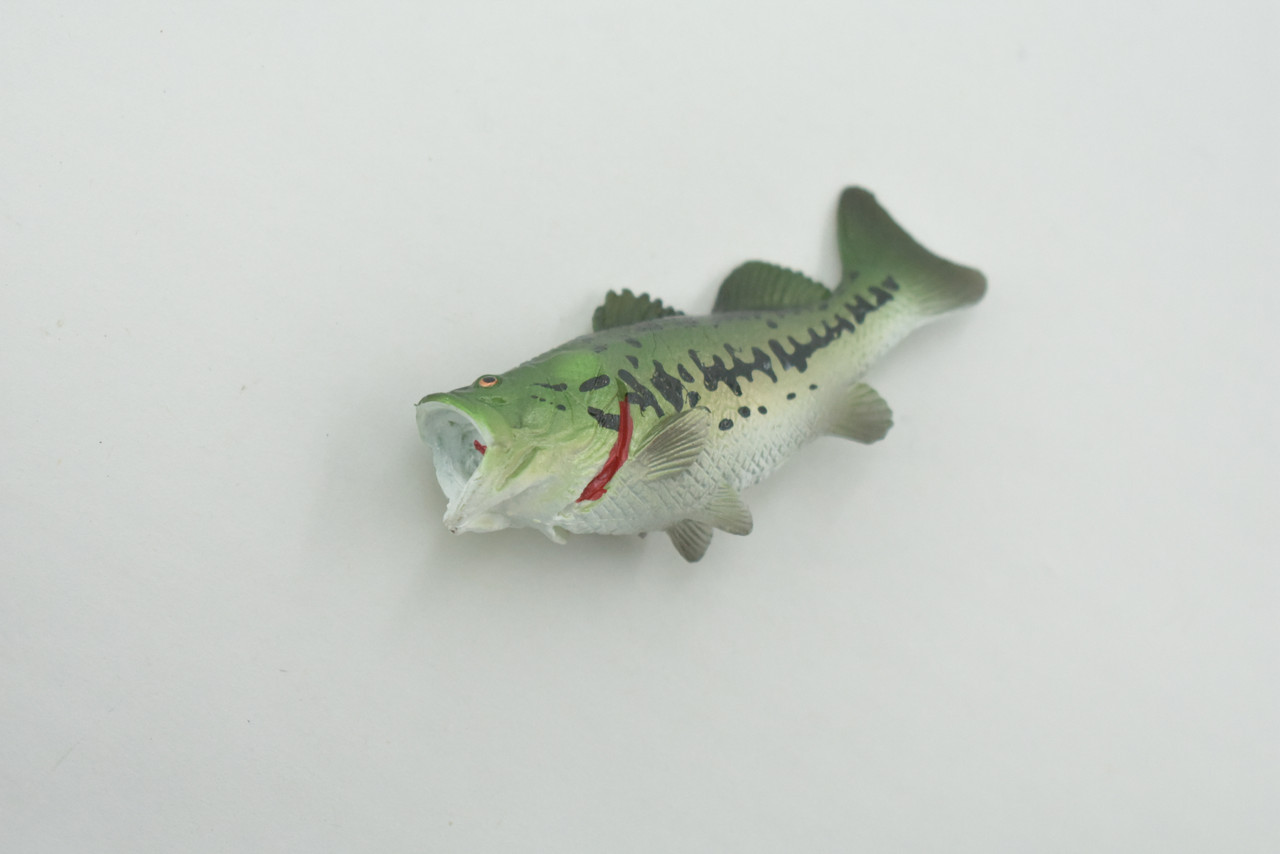 Fish, Largemouth Bass, Bigmouth, Black, Museum Quality, Hand Painted, Rubber, Educational, Realistic, Toy, Kids, Model, Educational, Gift,    3"    CH630 BB168