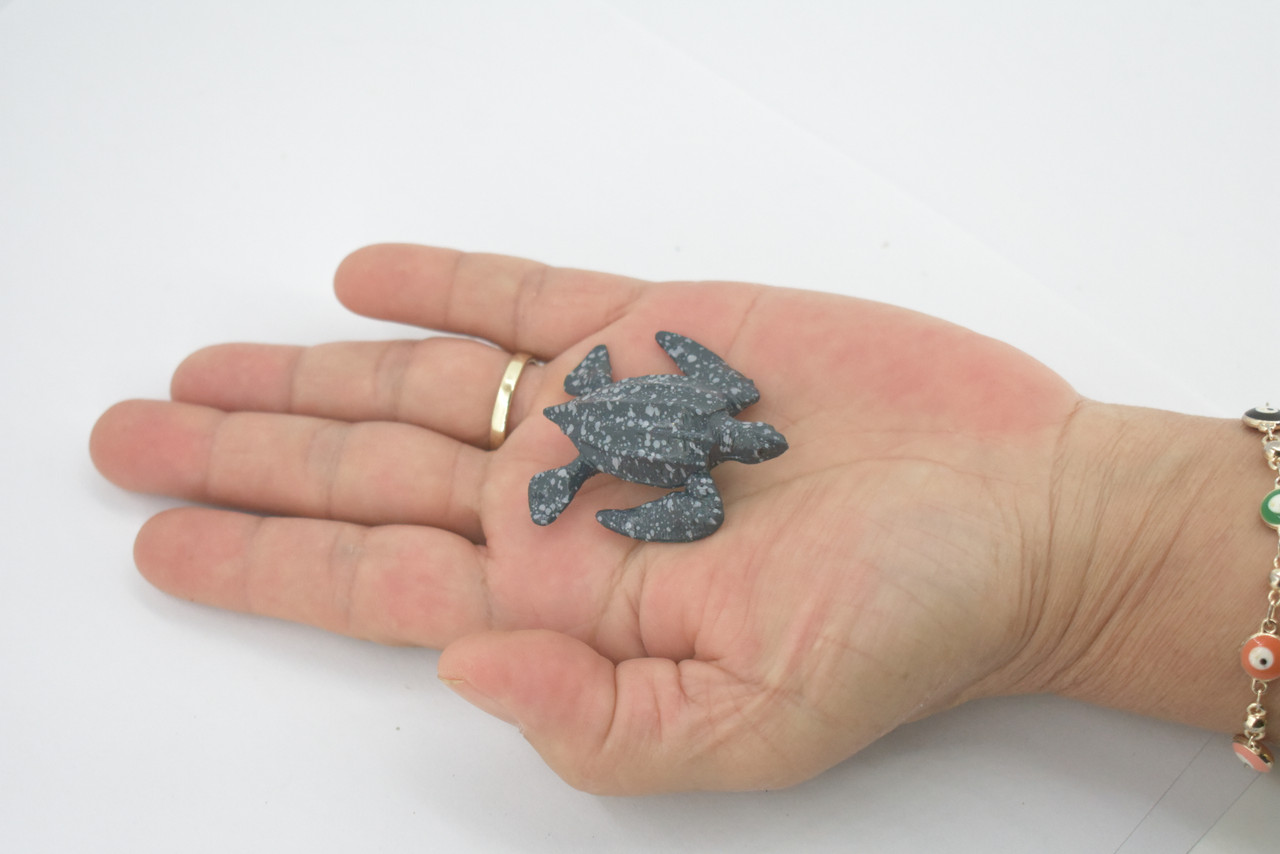 Turtle, Leatherback Sea Turtle, High Quality, Hand Painted, Rubber Reptile, Realistic, Figure, Model, Replica, , Toy, Kids, Educational, Gift,      2"      C633 BB168