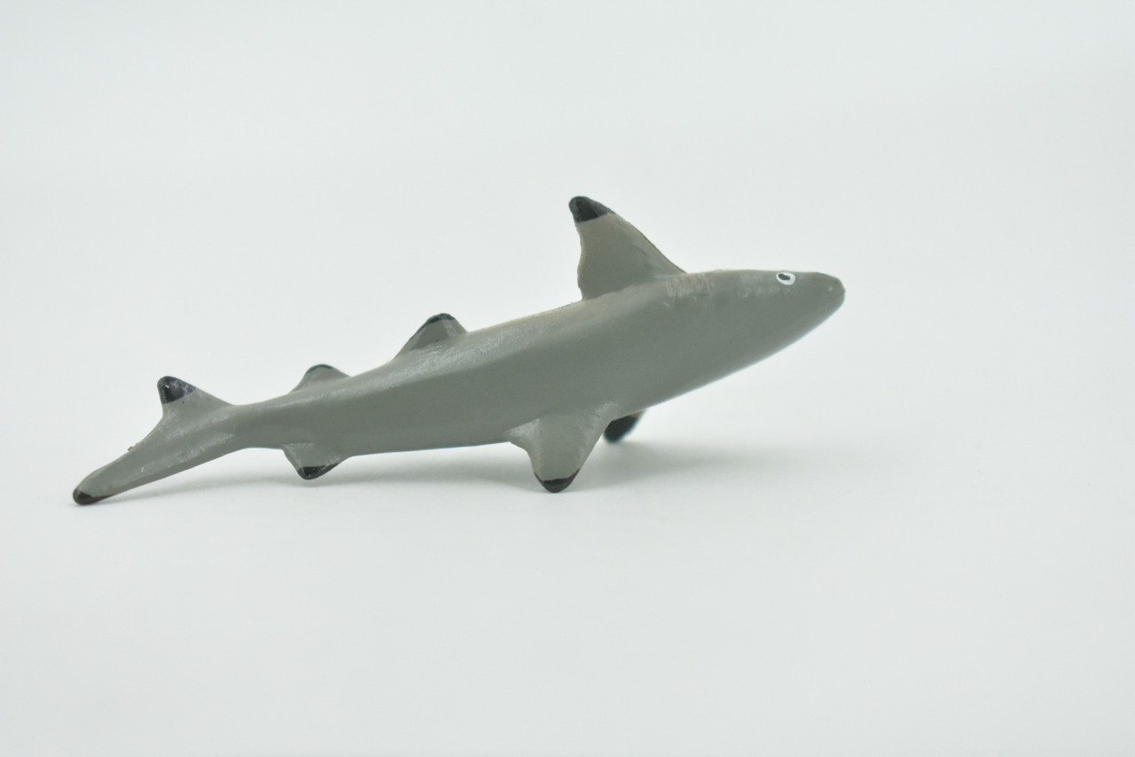 Shark, Black Tip Reef Shark, Marine Fish, High Quality, Hand Painted, Rubber, Realistic, Figure, Model, Toy, Kids, Educational, Gift,    3"    CH645 BB168