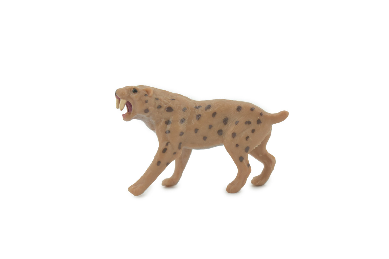 Saber Tooth Cat, High Quality, Hand Painted, Rubber, Animal, Realistic, Figure, Model, Replica, Toy, Kids, Educational, Gift,    2"      CH647 BB169