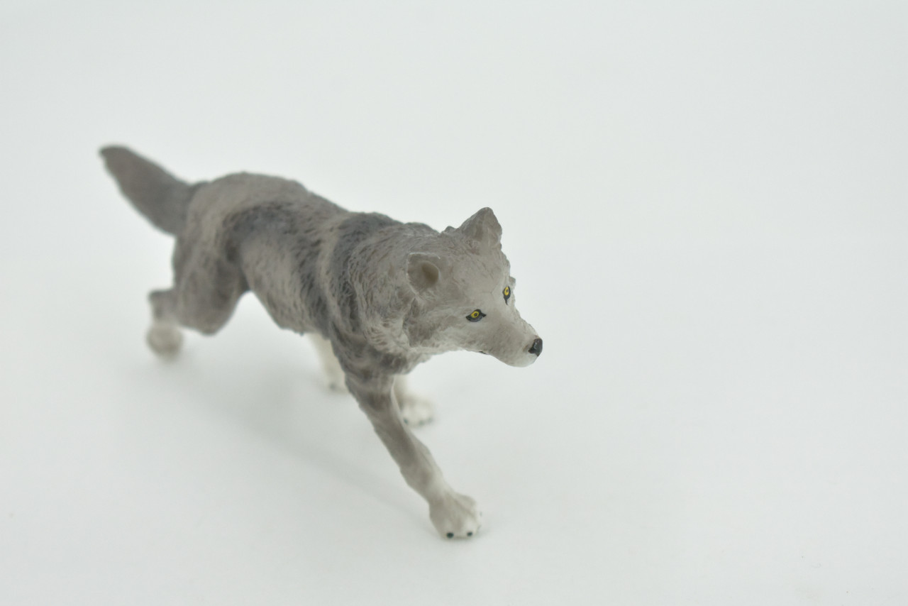 Wolf, Black and Gray, Timber Wolf, Museum Quality, Hand Painted, Rubber Animal, Educational, Realistic, Figure, Toy, Kids, Replica, Gift,        4 1/ 2 "     CH681 BB172