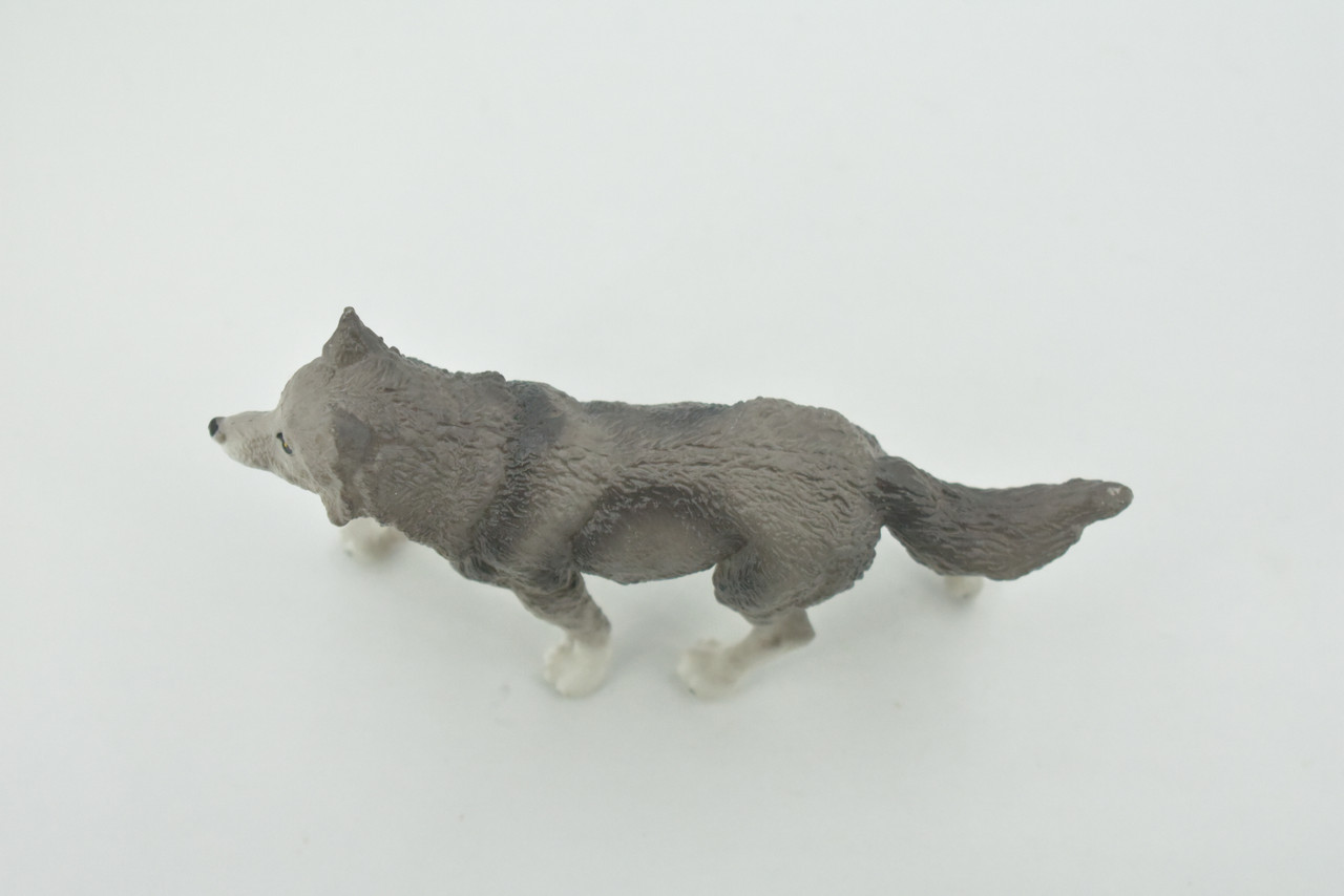 Wolf, Black and Gray, Timber Wolf, Museum Quality, Hand Painted, Rubber Animal, Educational, Realistic, Figure, Toy, Kids, Replica, Gift,        4 1/ 2 "     CH681 BB172