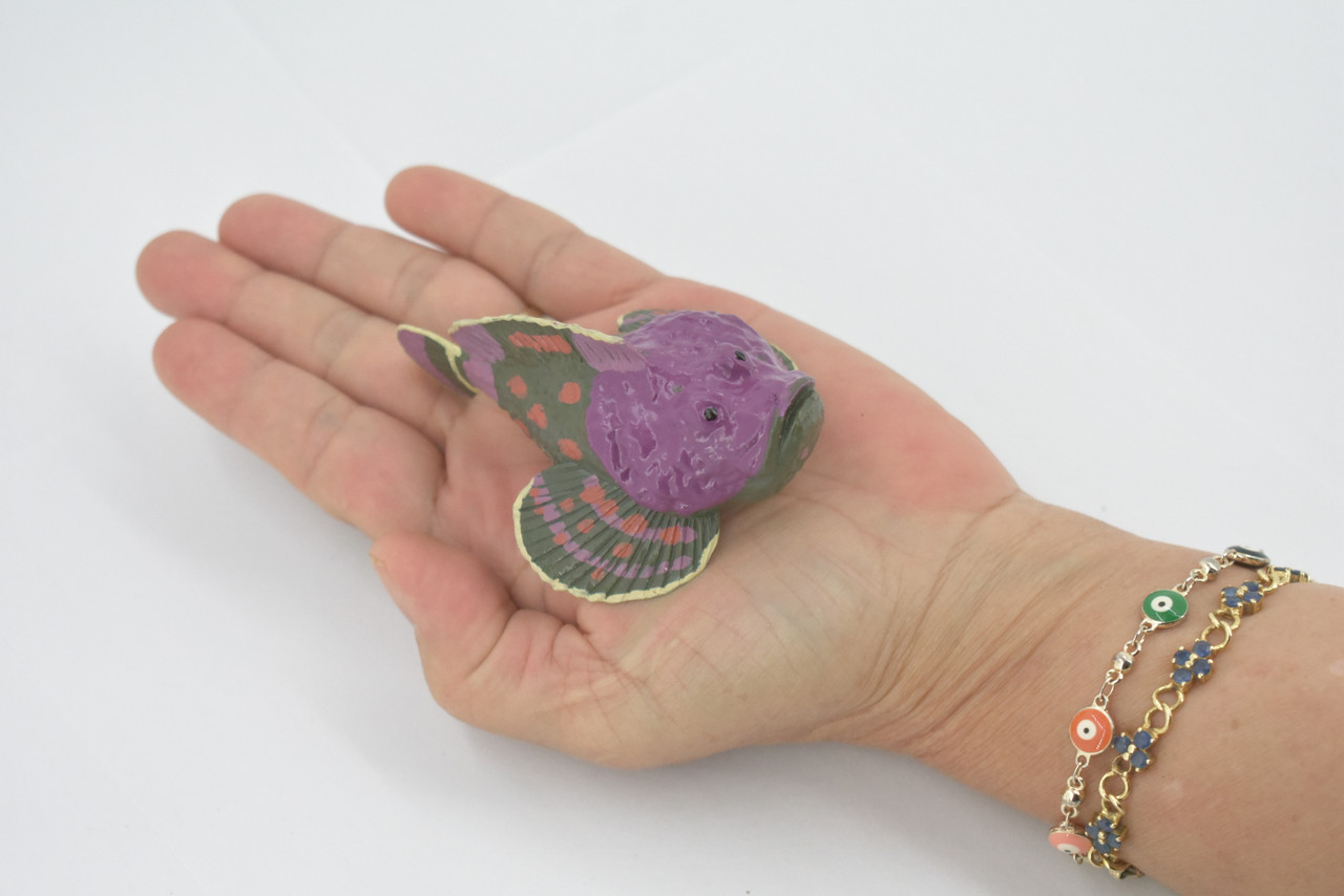 Stone Fish, Stonefish, Museum Quality, Hand Painted, Rubber Fish, Educational, Realistic, Lifelike, Figurine, Toy, Kids, Replica, Educational,  Gift,      3 1/2"    CH684 BB172