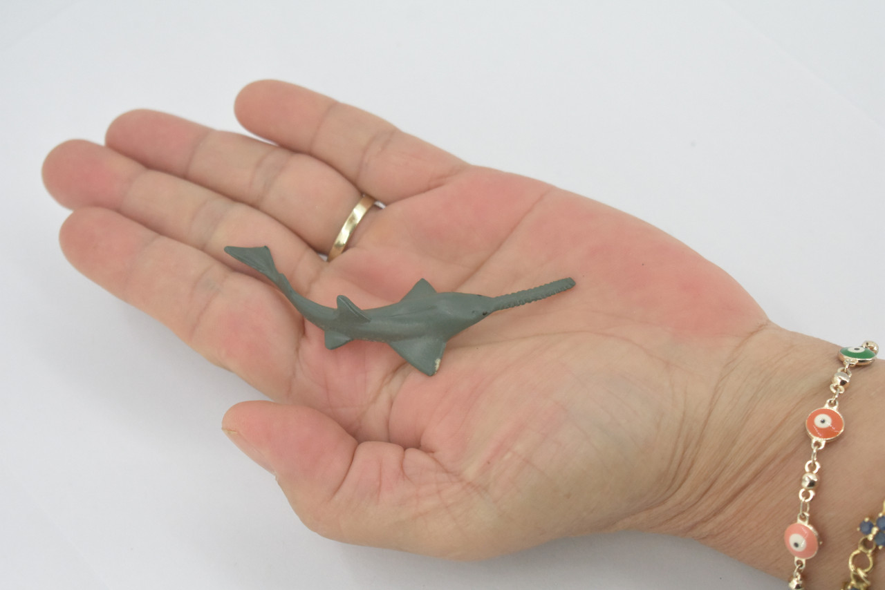 Shark, Sawfish, Ray, Carpenter Shark, High Quality, Hand Painted, Rubber Animal, Realistic, Figure, Model, Toy, Kids, Educational, Gift,    3"     CH711 BB174