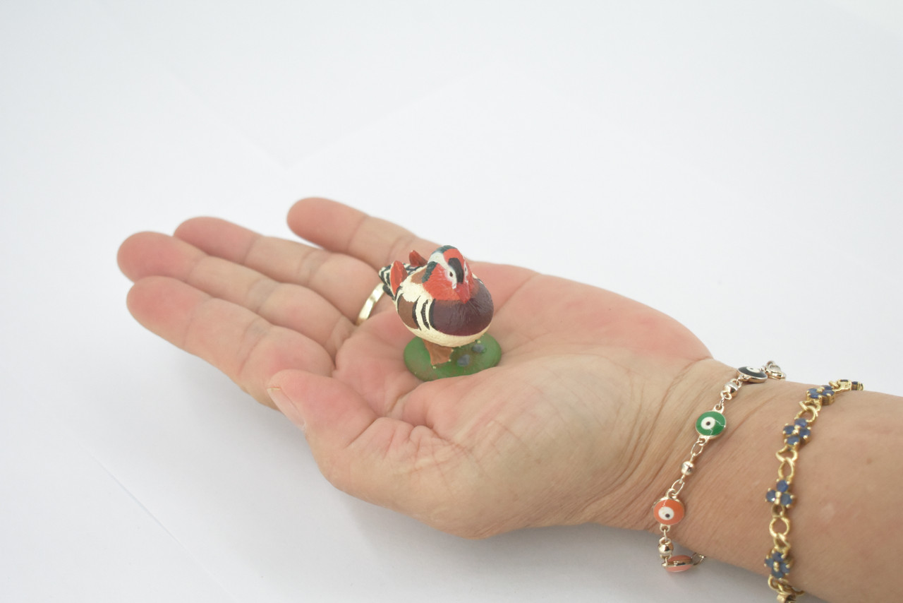 Bird, Mandarin Duck, Museum Quality, Hand Painted, Rubber, Realistic, Figure, Model, Replica, Toy, Kids, Educational, Gift,        2"        CH716 BB174 