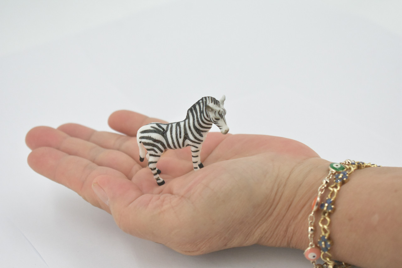 Zebra, African equines, Equidae, High Quality, Hand Painted, Rubber, Realistic, Figure, Model, Replica, Toy, Kids, Educational, Gift,       2"        CH725 BB176 