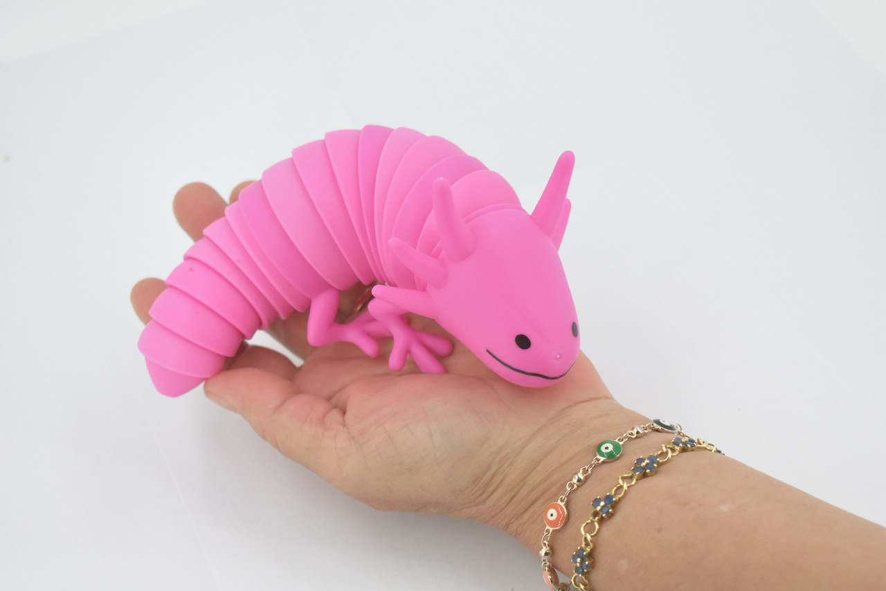 Axolotl, Pink, Paedomorphic Salamander, Sensory Fidget Stress Relief Axolotl, Educational, Plastic, Design, Figure, Toy, Kids, Educational, Gift,      7"      RI27 B301