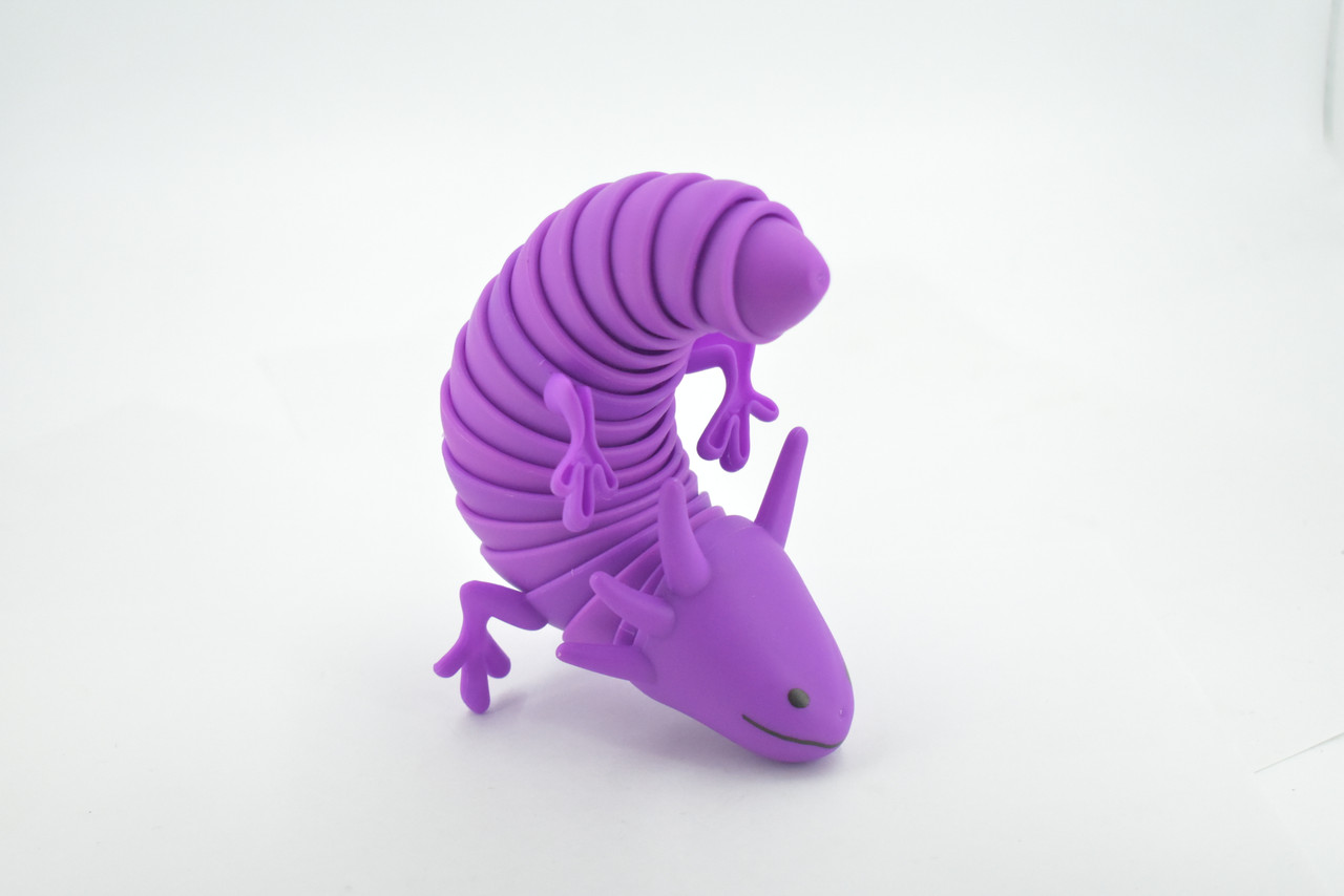 Axolotl, Purple, Paedomorphic Salamander, Sensory Fidget Stress Relief Axolotl, Educational, Plastic, Design, Figure, Toy, Kids, Educational, Gift,      7"      RI26 B301