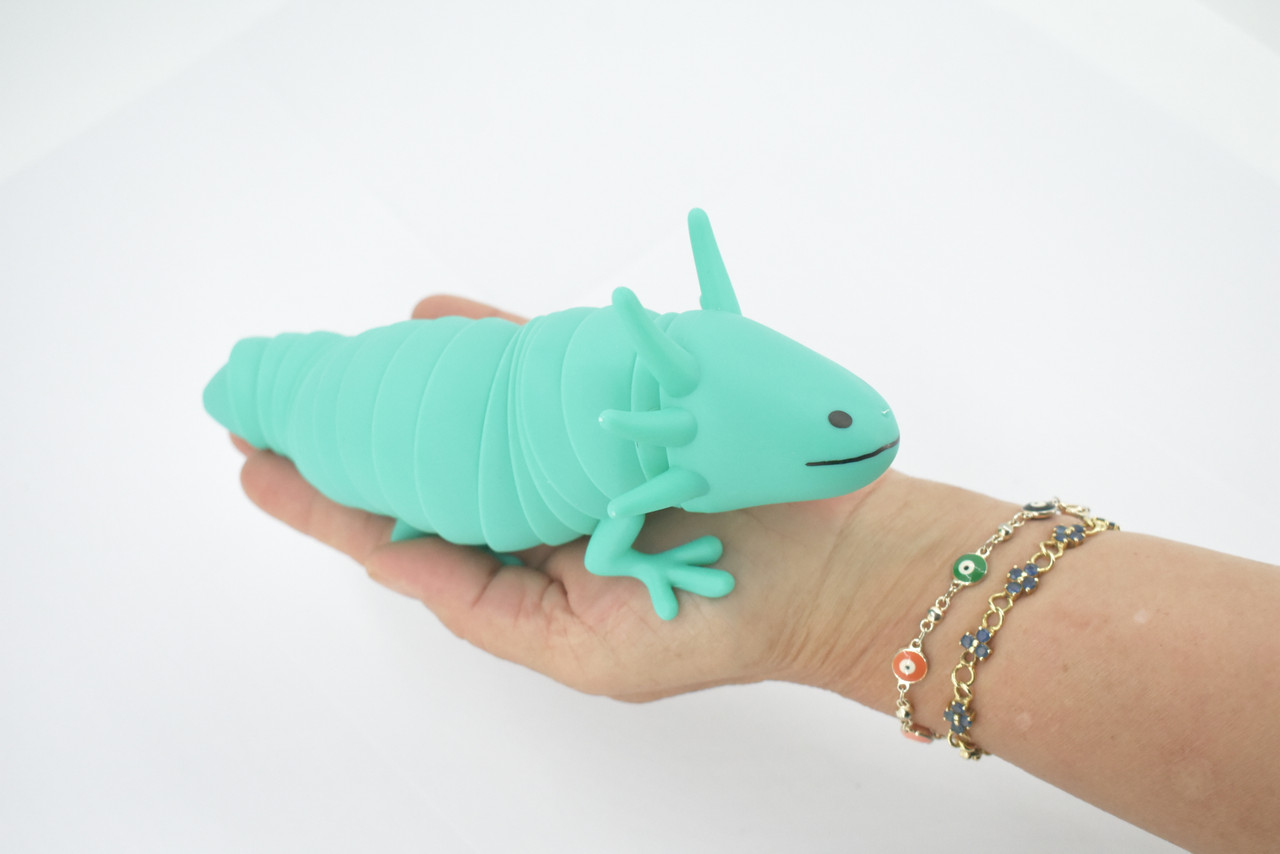 Axolotl, Green, Paedomorphic Salamander, Sensory Fidget Stress Relief Axolotl, Educational, Plastic, Design, Figure, Toy, Kids, Educational, Gift,      7"      RI28 B301