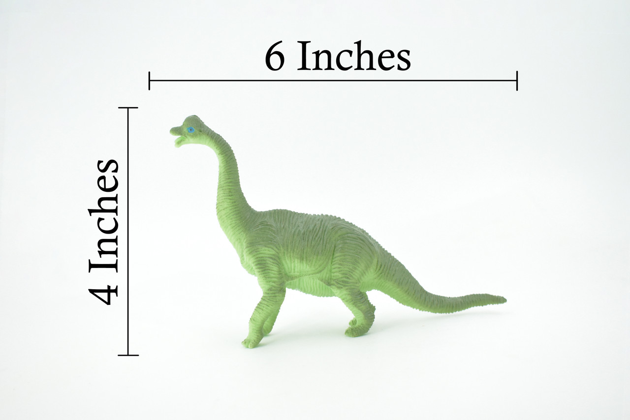 Brontosaurus, Herbivorous Sauropod Dinosaur, High Quality, Hand Painted, Rubber, Realistic, Figure, Model, Replica, Toy, Kids, Educational, Gift,    6"   RI18 B166 