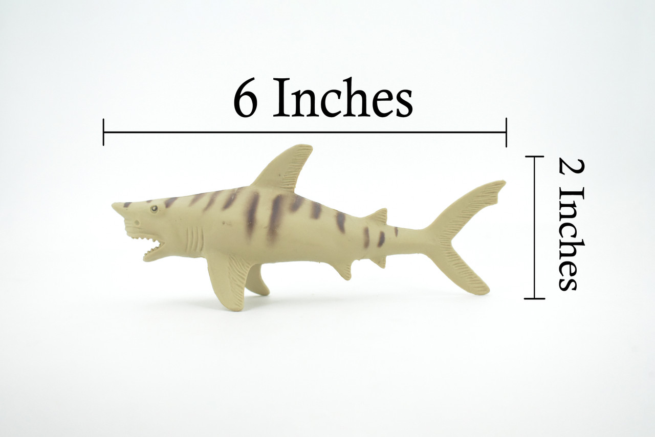 Shark, Tiger Shark, High Quality, Hand Painted, Plastic Fish, Realistic, Figure, Model, Toy, Kids, Educational, Gift,         6"        RI49 B223