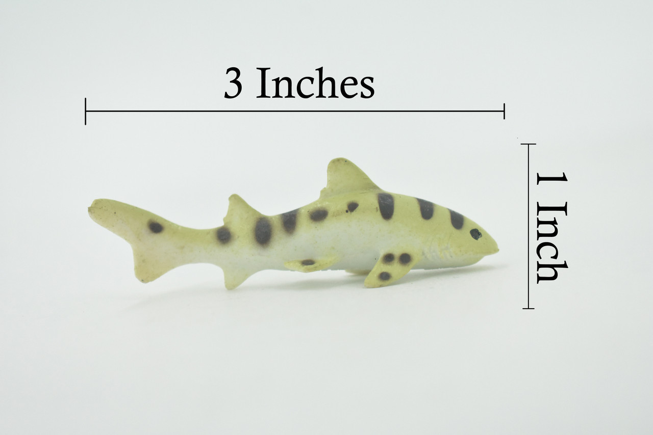 Shark, Leopard Shark, High Quality, Rubber Fish, Hand Painted, Realistic, Toy Figure, Model, Replica, Kids, Educational, Gift,      3"     IM03 B228