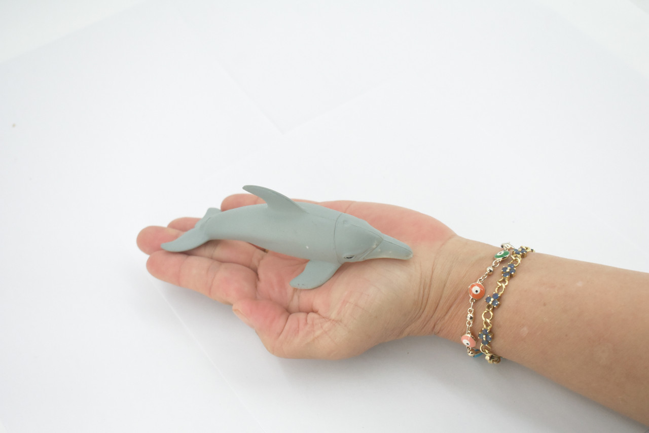 This dolphin 5 1/2" figure has realistic details that are true to natural anatomy. This figure is considered a high-quality replica. Highest Quality Natural Soft Rubber.