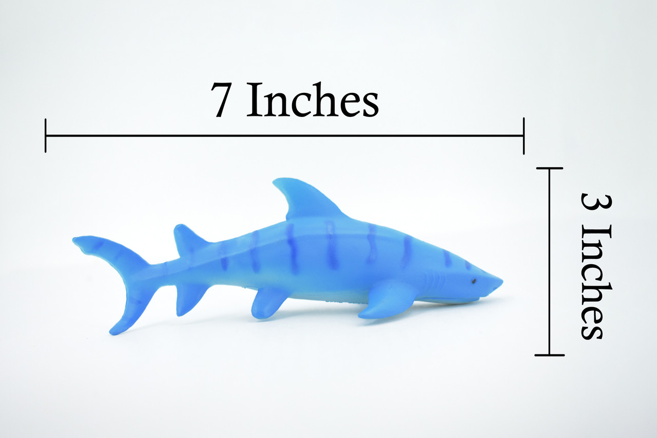 Shark, Blue Shark, High Quality, Hand Painted, Soft Rubber, Requiem Shark, Realistic, Toy, Figure, Model, Replica, Kids, Educational, Gift,      7"    CWG307 B382 