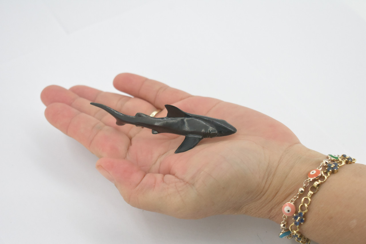 Galapagos Islands Shark, Black, Educational, Hand Painted, Realistic Plastic Shark, Lifelike, Diorama, Model, Toy, Kids, Gift,  3 1/2 Inches. 