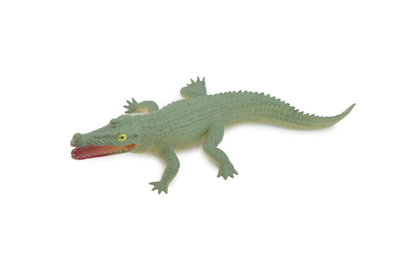 American Alligator, Crocodile, Alligator Mississippiensis, Hand Painted, Educational, Rubber Reptile, Realistic Figure, Lifelike, Diorama Model, Toy, 7 Inches.
