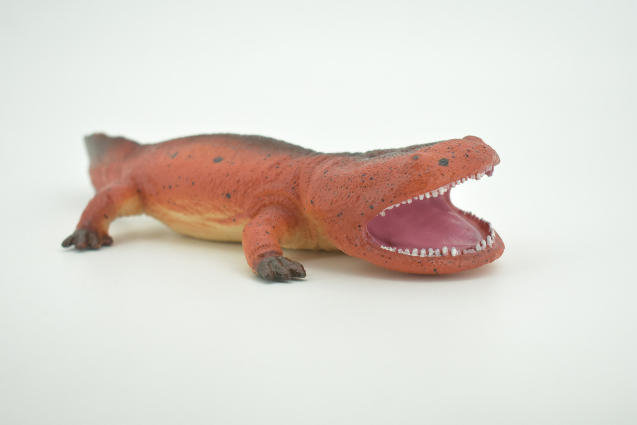 Koolasuchus Cleelandi, Red, Prehistoric Amphibian, Museum Quality, Hand Painted, Realistic, Rubber, Animal, Figure, Model, Toy, Kids, Educational, Gift  8"  CH729 BB177