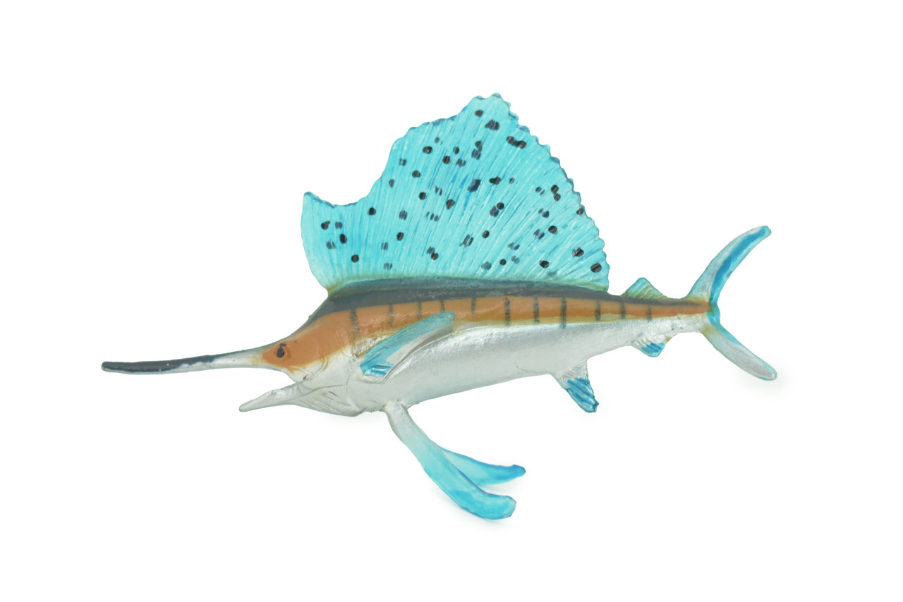 Fish, Sailfish, Billfish, Museum Quality, Hand Painted, Rubber Fish, Realistic Toy Figure, Model, Replica, Kids, Educational, Gift,     4"    CH287 BB179
