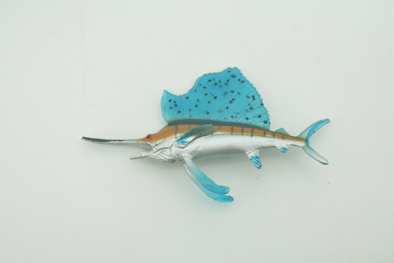 Fish, Sailfish, Billfish, Museum Quality, Hand Painted, Rubber Fish, Realistic Toy Figure, Model, Replica, Kids, Educational, Gift,     4"    CH287 BB179