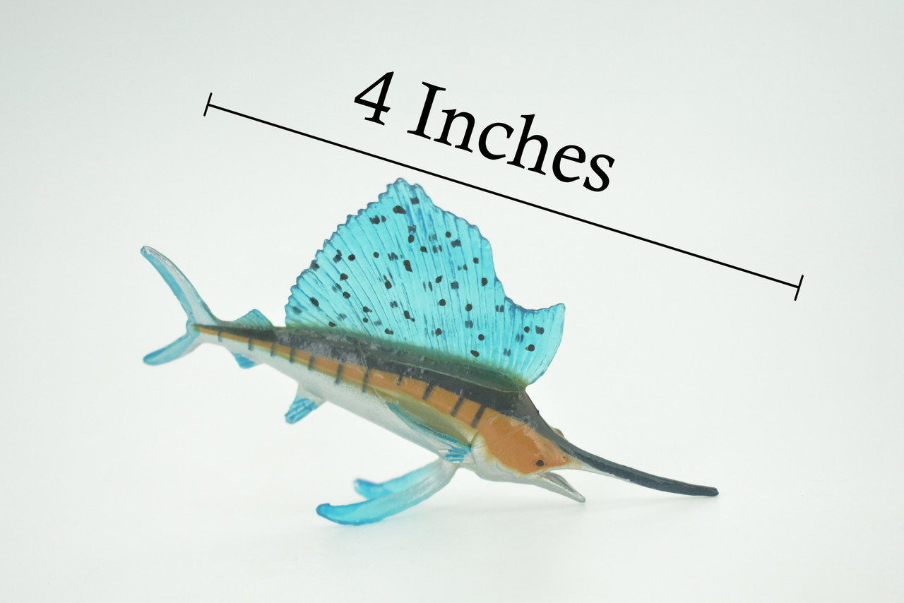 Fish, Sailfish, Billfish, Museum Quality, Hand Painted, Rubber Fish, Realistic Toy Figure, Model, Replica, Kids, Educational, Gift,     4"    CH287 BB179