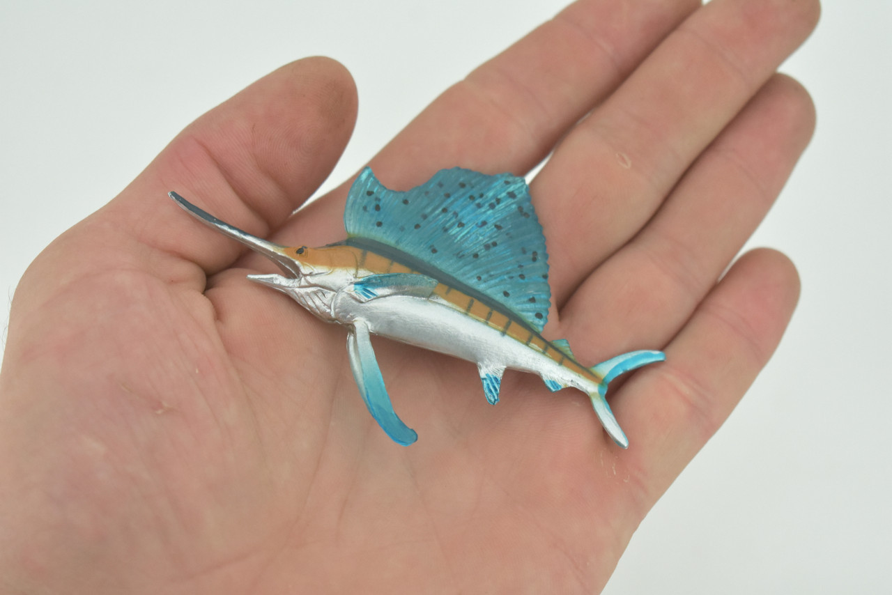 Fish, Sailfish, Billfish, Museum Quality, Hand Painted, Rubber Fish, Realistic Toy Figure, Model, Replica, Kids, Educational, Gift,     4"    CH287 BB179